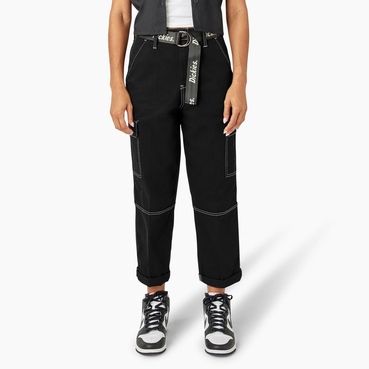 Dickies Women's Relaxed Fit Contrast Stitch Cropped Cargo Pants