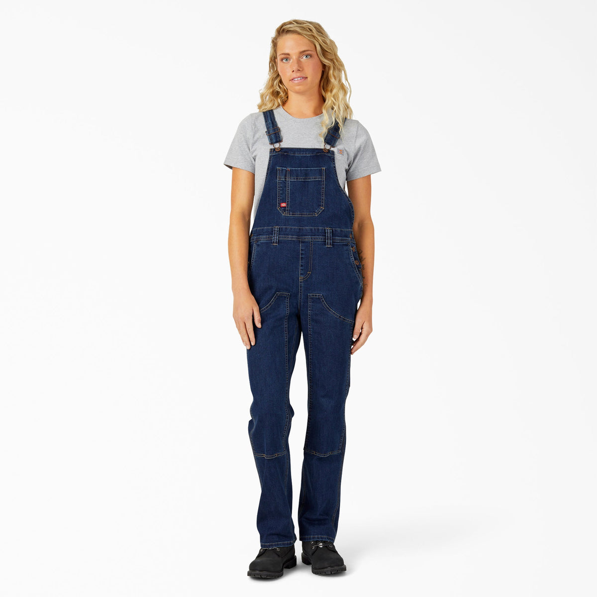 Dickies Women's Straight Fit Denim Double Front Bib Overalls