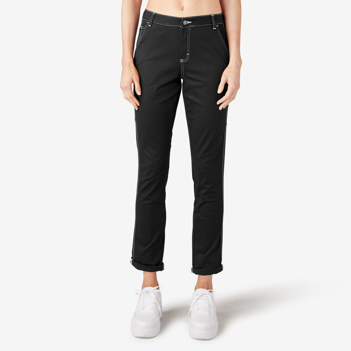 Dickies Women's Slim Straight Fit Roll Hem Carpenter Pants